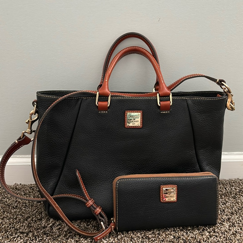 Dooney & Bourke Black and Brown Satchel